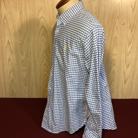 Custom Fit Ralph Lauren Mens blue and white check button down shirt size XL - Picture 11 of 11